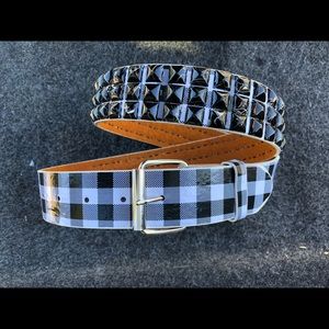 Punk Ska black white stud belt, size L